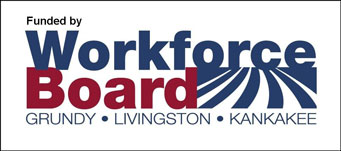 Workforce Board Logo. Grundy, Livingston and Kankakee
