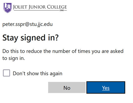 Click yes to stay signed in