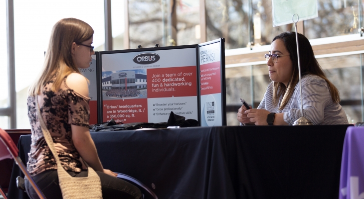 student meeting with employer